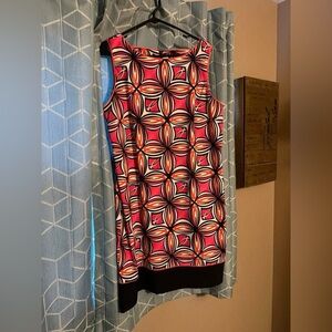 Geometric Pink and Black Sleeveless Dress